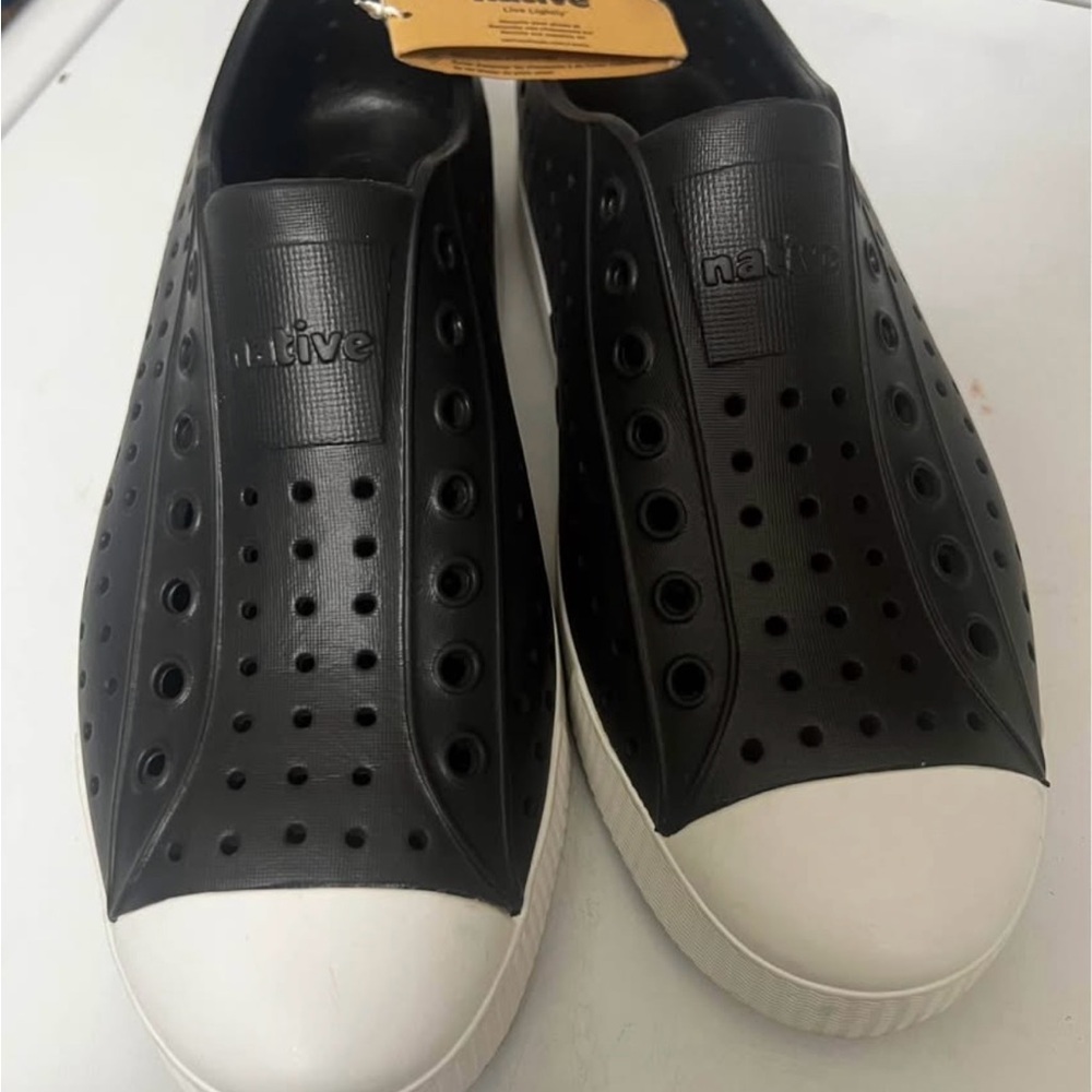 Native Men's Black and White Slip-On Sneakers